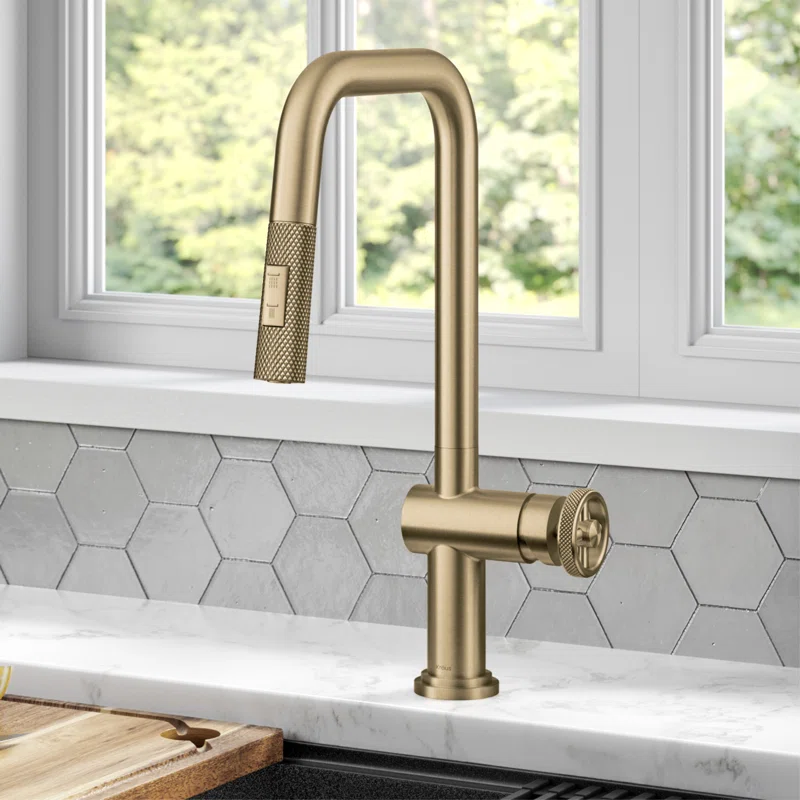 Urbix+Industrial+Pull-Down+Single+Handle+Kitchen+Faucet-73246111